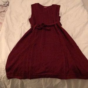 A knit sweater dress.